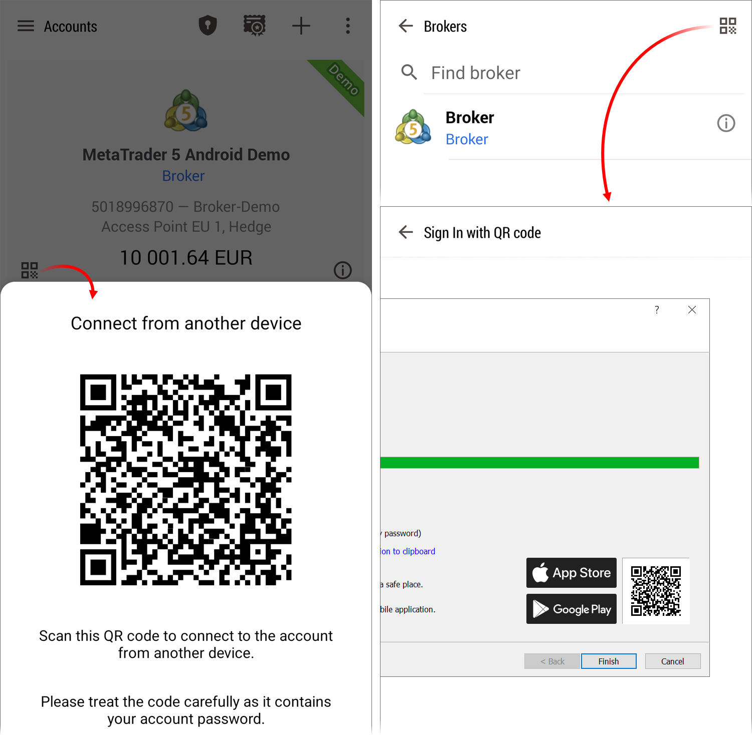 Account connection via a QR code